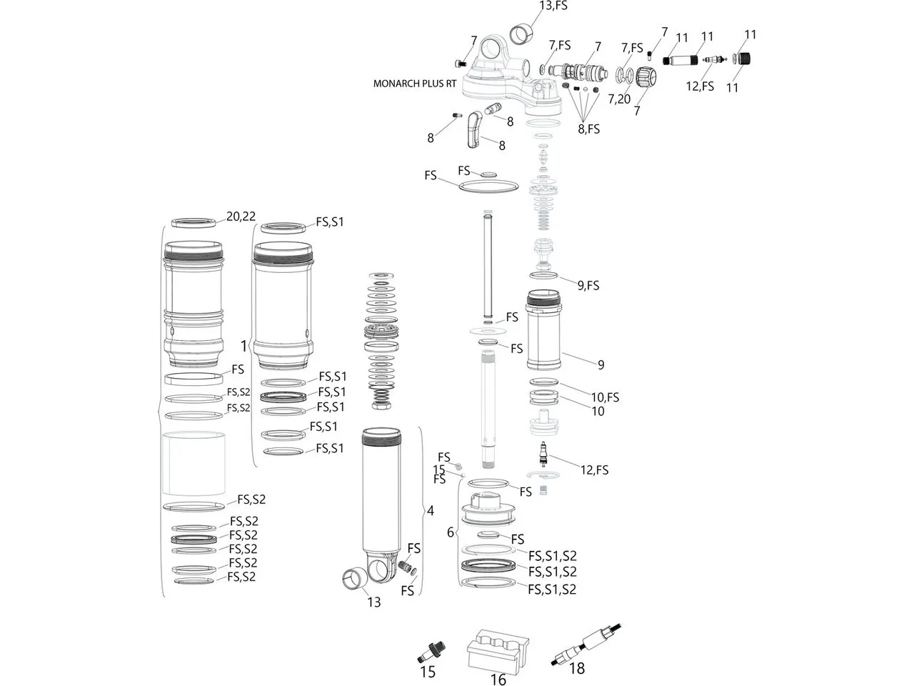 Rock Shox Ersatzteile Monarch Plus RT (B1-B4 / 2014-2021), One_size 1 Rock Shox Ersatzteile Monarch Plus RT (B1-B4 / 2014-2021), One_size 1