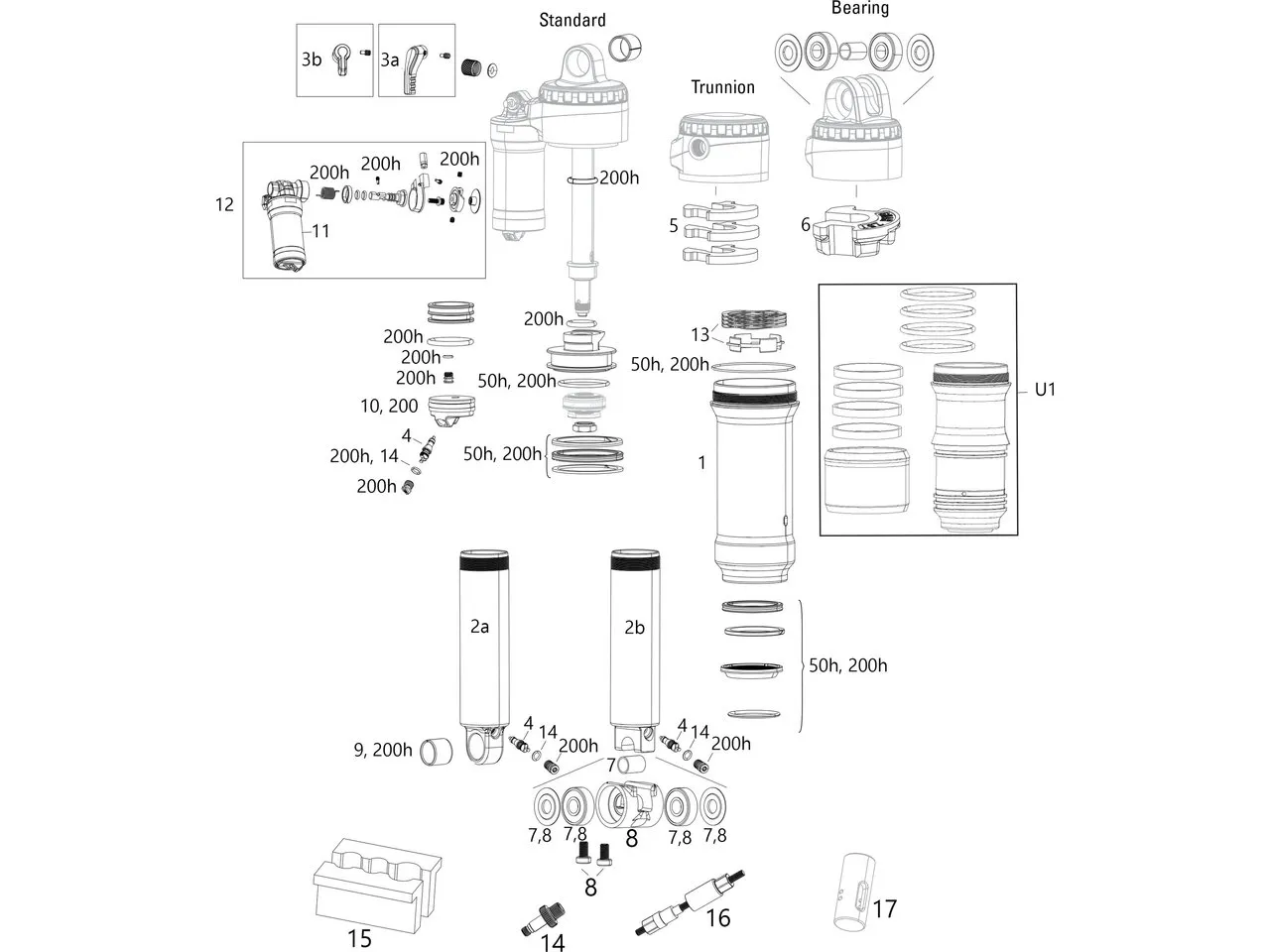 Rock Shox Ersatzteile Super Deluxe (A1-B2 / 2018-2021), One_size 1 Rock Shox Ersatzteile Super Deluxe (A1-B2 / 2018-2021), One_size 1