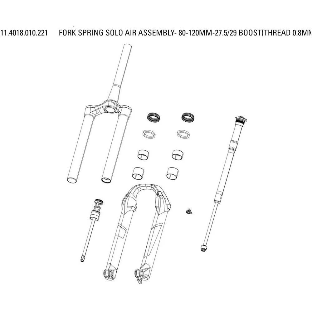 Rock Shox Frok Springs Solo Air-baugruppe, Black, 27.5-29" / 80-120 Rock Shox Frok Springs Solo Air-baugruppe, Black, 27.5-29" / 80-120