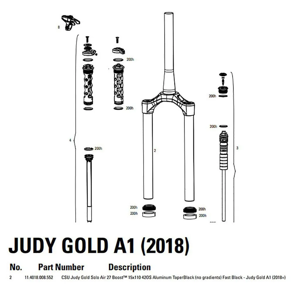 Rock Shox Gold Judy Boost Solo Air 42os Dichtungssatz, Black, 27.5" Rock Shox Gold Judy Boost Solo Air 42os Dichtungssatz, Black, 27.5"