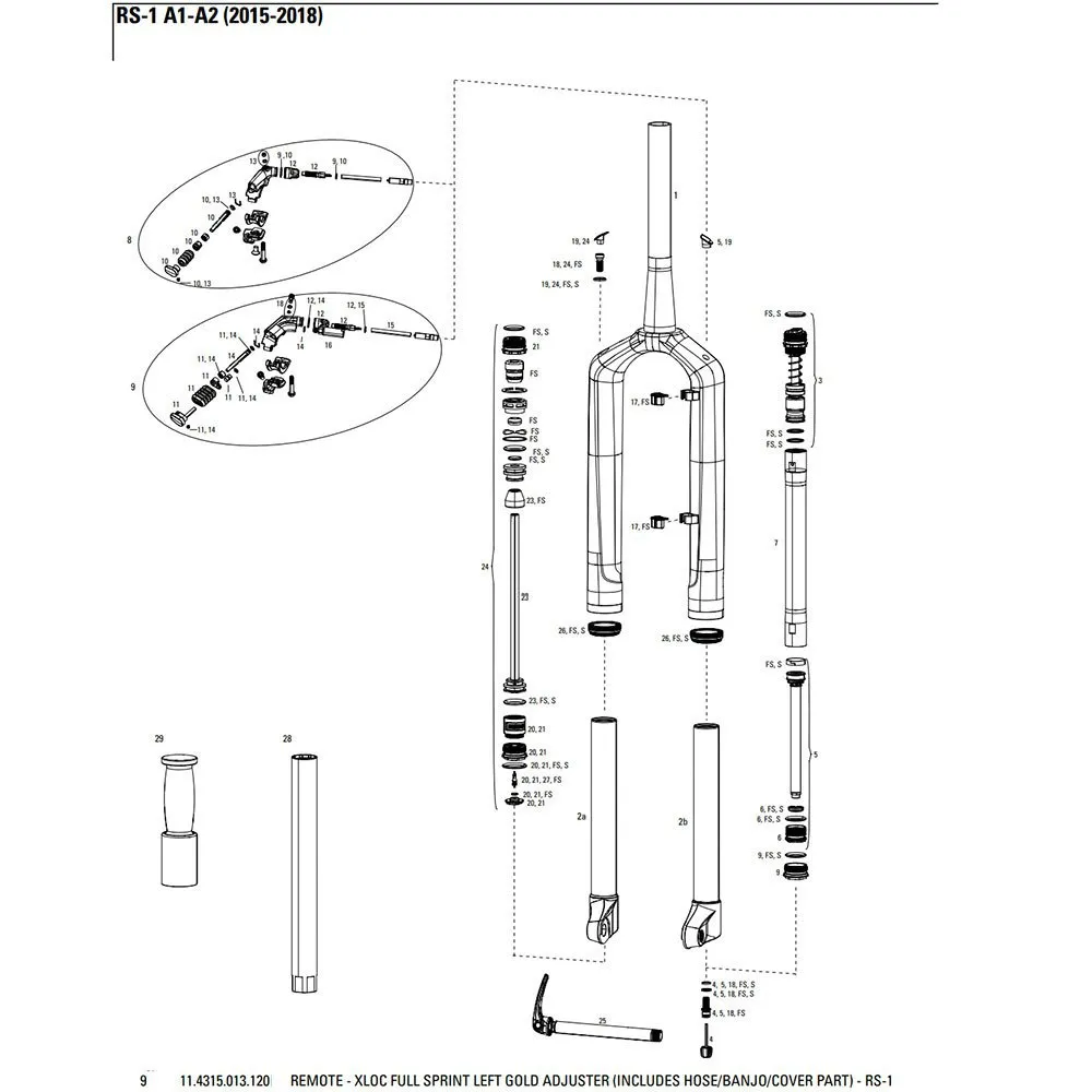 Rock Shox Gold Rs-1 Remote Xloc Vollsprint-linksversteller, Black, One Size