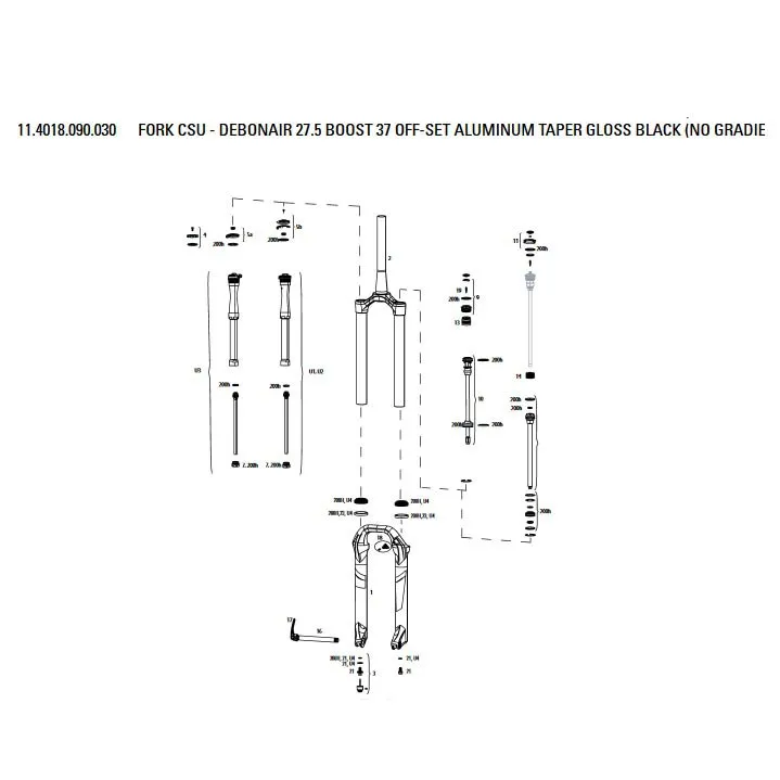 Rock Shox Lyrik Ultimate Debonair 37 Offset Gabel Mit Kronen-/lenk-/oberrohr-baugruppe, Black, 27.5"
