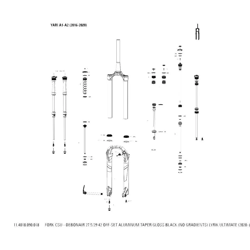 Rock Shox Lyrik Ultimate Debonair Aluminium Gabel Mit Kronen-/lenk-/oberrohr-baugruppe, Black, 27.5-29" Rock Shox Lyrik Ultimate Debonair Aluminium Gabel Mit Kronen-/lenk-/oberrohr-baugruppe, Black, 27.5-29"