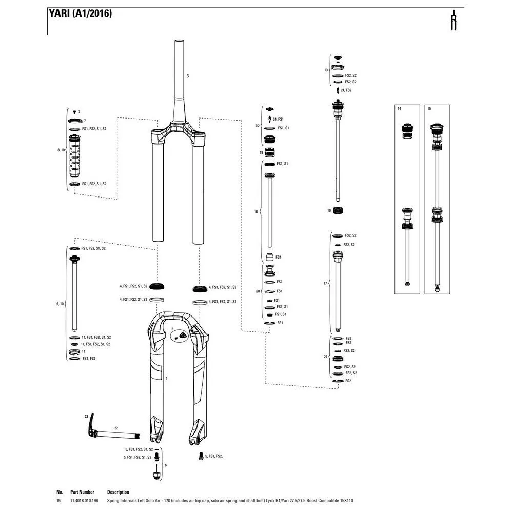 Rock Shox Lyrik/yari 27.5´´ 170 Mm Solo Air Left Federinnenteile, Black, One Size Rock Shox Lyrik/yari 27.5´´ 170 Mm Solo Air Left Federinnenteile, Black, One Size