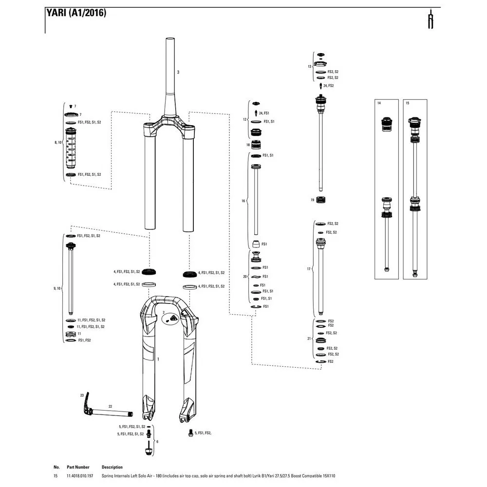 Rock Shox Lyrik/yari 27.5´´ 180 Mm Solo Air Left Federinnenteile, Black, One Size Rock Shox Lyrik/yari 27.5´´ 180 Mm Solo Air Left Federinnenteile, Black, One Size