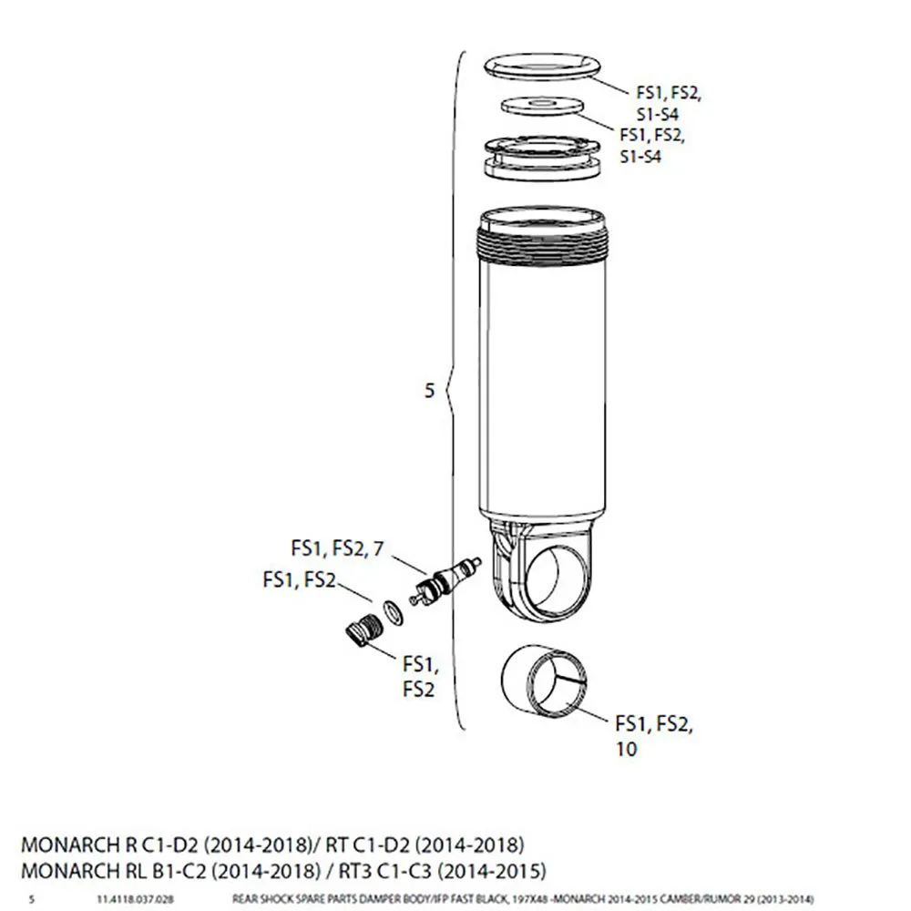 Rock Shox Monarch Damper Body Camber Evo 29 Unternehmen, Black, 197 x 48mm Rock Shox Monarch Damper Body Camber Evo 29 Unternehmen, Black, 197 x 48mm