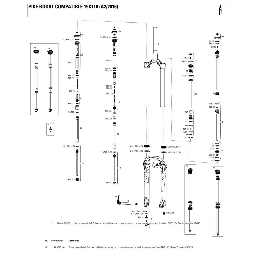Rock Shox Pike 27´´/29´´ 150 Mm Boost Solo Air Left Federinnenteile, Black, One Size Rock Shox Pike 27´´/29´´ 150 Mm Boost Solo Air Left Federinnenteile, Black, One Size