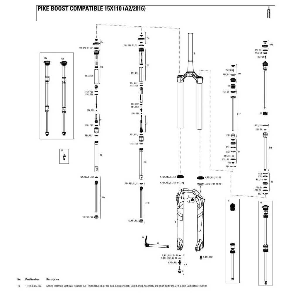 Rock Shox Pike 27.5´´ 150 Mm Dual Position Air Left Federinnenteile, Black, One Size Rock Shox Pike 27.5´´ 150 Mm Dual Position Air Left Federinnenteile, Black, One Size