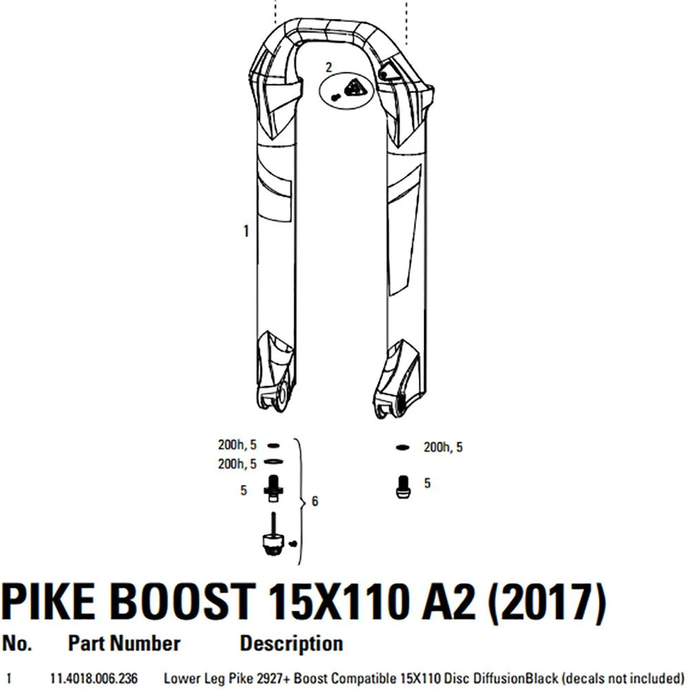 Rock Shox Pike Boost Diffusion Gabel Mit Kronen-/lenk-/oberrohr-baugruppe, Black, 27.5-29"