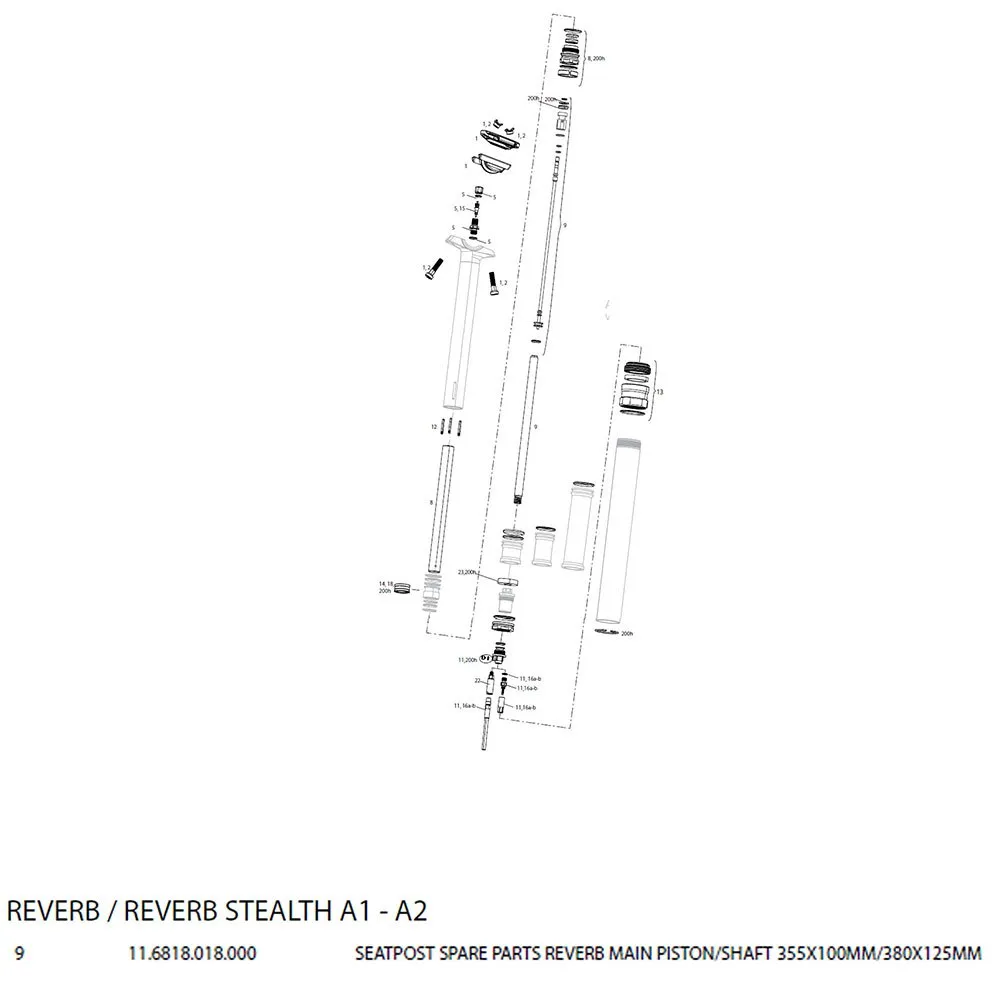 Rock Shox Reverb A1 Dropper Kolben, Silver, 355 x 100mm / 380 x 125mm Rock Shox Reverb A1 Dropper Kolben, Silver, 355 x 100mm / 380 x 125mm