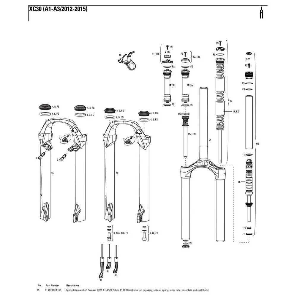 Rock Shox Solo Air Xc30 26 80 Left Federinnenteile, Black, One Size Rock Shox Solo Air Xc30 26 80 Left Federinnenteile, Black, One Size