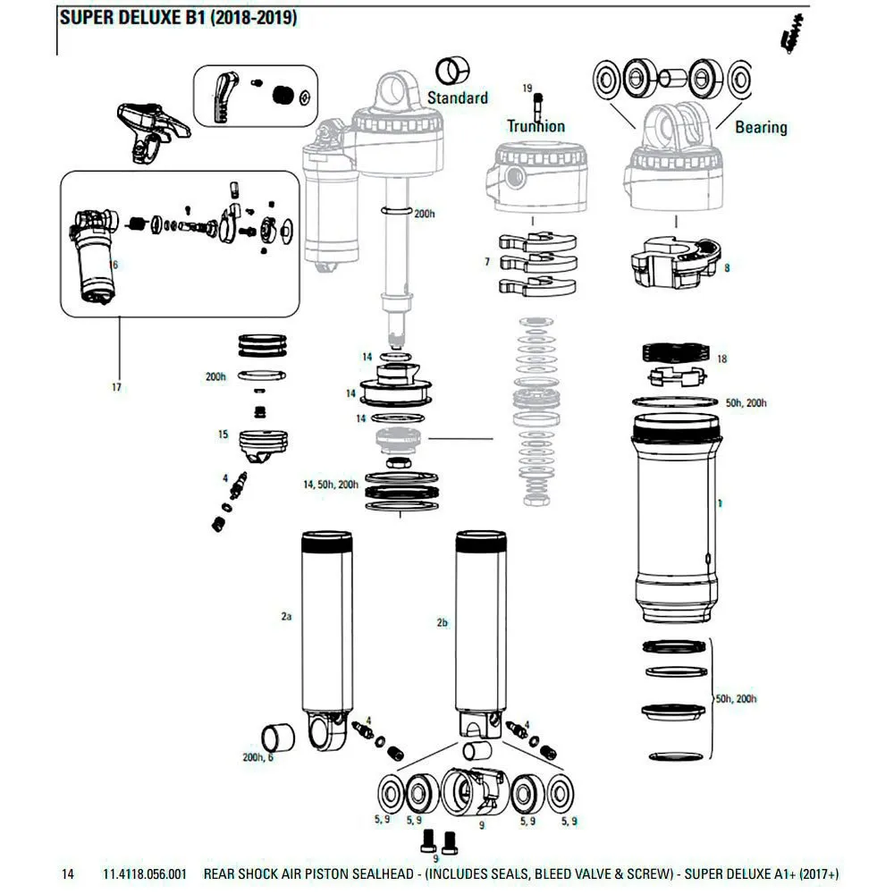 Rock Shox Super Deluxe A1 2017+ Kolbenkit, Black, One Size Rock Shox Super Deluxe A1 2017+ Kolbenkit, Black, One Size
