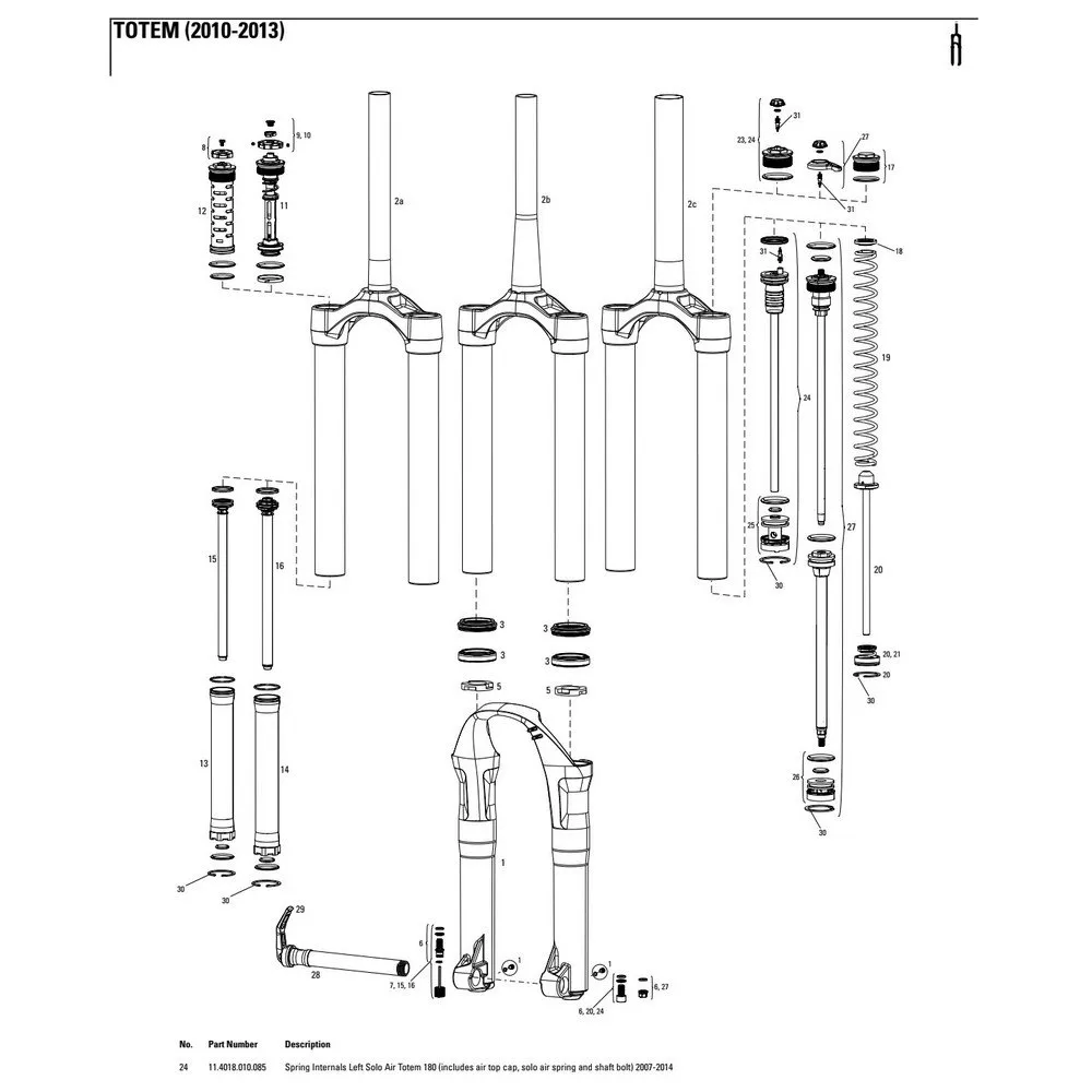 Rock Shox Totem 180 Mm Solo Air Left Federinnenteile, Black / silver, One Size Rock Shox Totem 180 Mm Solo Air Left Federinnenteile, Black / silver, One Size