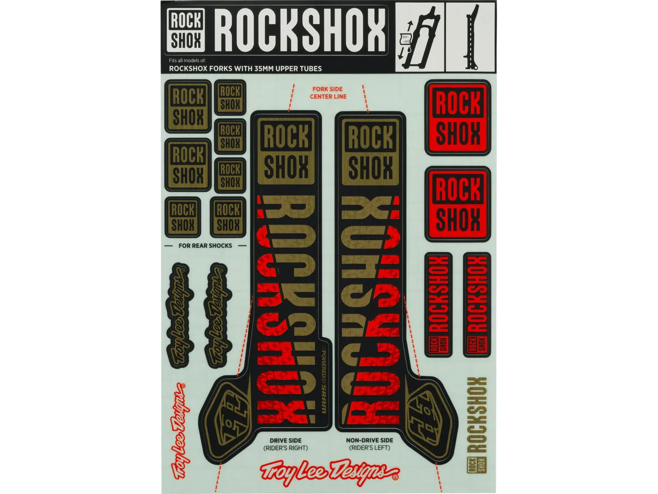 Rock Shox Troy Lee Designs Decal Kit f.Pike/Lyrik/Yari/Domain/Revelation ab 2018 Rock Shox Troy Lee Designs Decal Kit f.Pike/Lyrik/Yari/Domain/Revelation ab 2018