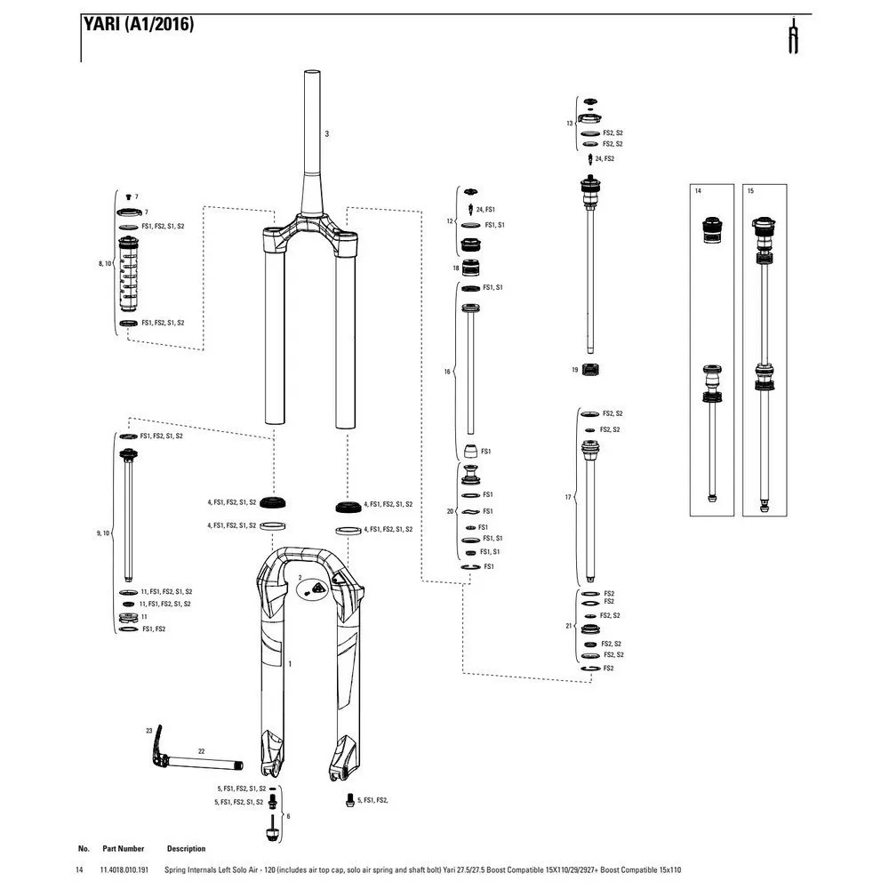 Rock Shox Yari 120 Mm Solo Air Boost Left Federinnenteile, Black, One Size Rock Shox Yari 120 Mm Solo Air Boost Left Federinnenteile, Black, One Size