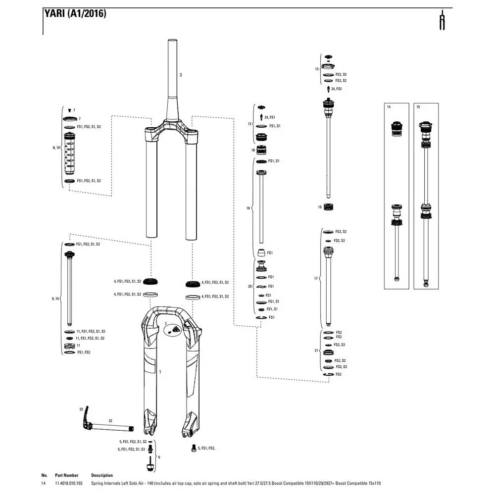 Rock Shox Yari 140 Mm Solo Air Boost Left Federinnenteile, Black, One Size Rock Shox Yari 140 Mm Solo Air Boost Left Federinnenteile, Black, One Size