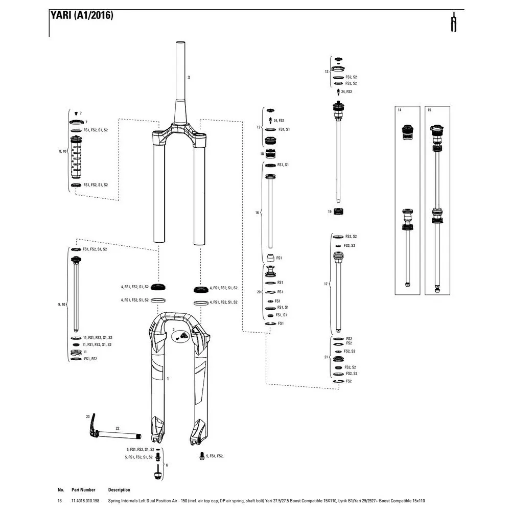 Rock Shox Yari/lyrik 150 Mmdual Position Air Left Federinnenteile, Black, One Size Rock Shox Yari/lyrik 150 Mmdual Position Air Left Federinnenteile, Black, One Size