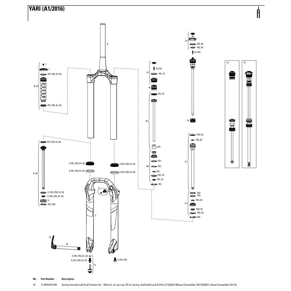 Rock Shox Yari/lyrik 160 Mmdual Position Air Left Federinnenteile, Black, One Size Rock Shox Yari/lyrik 160 Mmdual Position Air Left Federinnenteile, Black, One Size