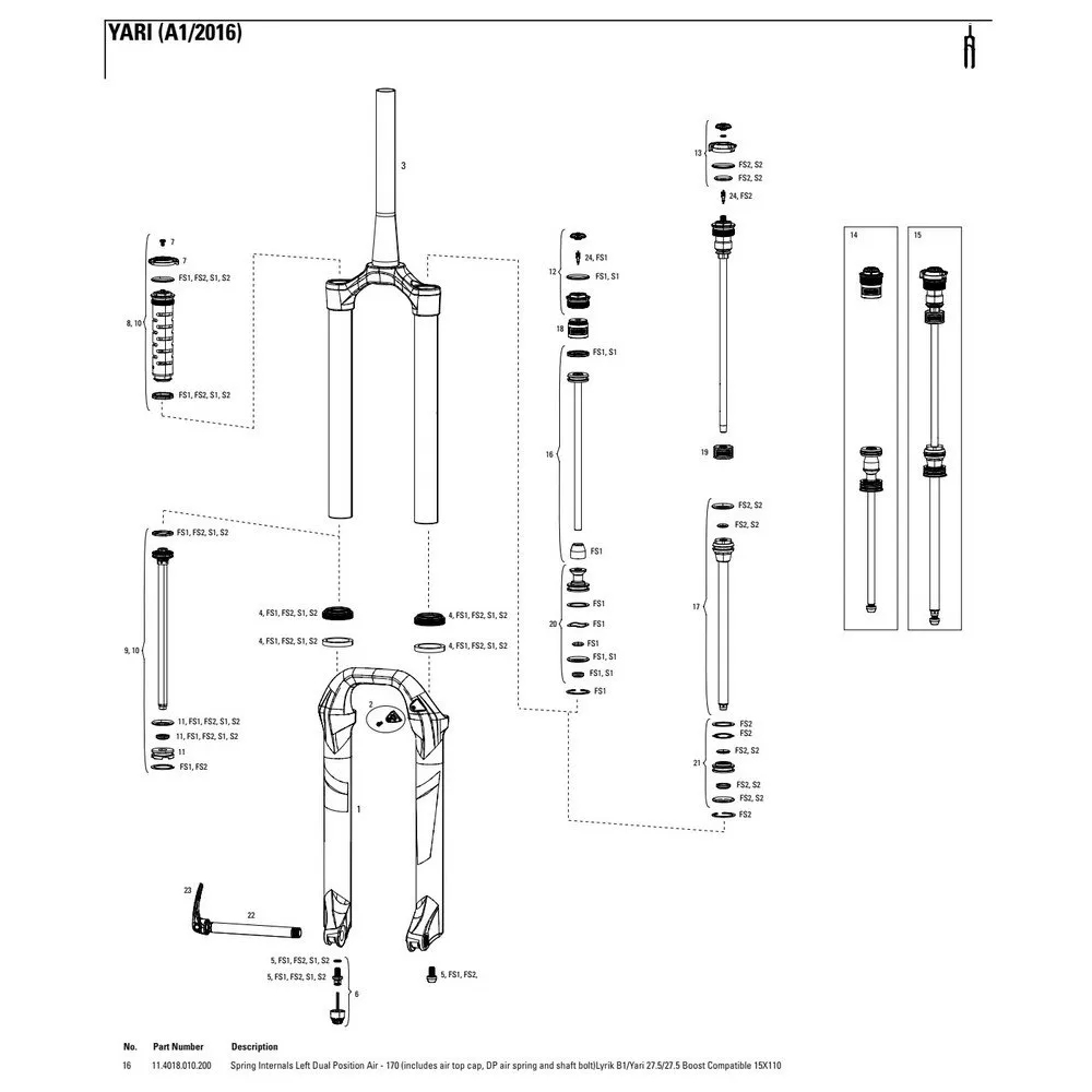 Rock Shox Yari/lyrik 27.5´´ 170 Mm Dual Position Air Left Federinnenteile, Black, One Size Rock Shox Yari/lyrik 27.5´´ 170 Mm Dual Position Air Left Federinnenteile, Black, One Size