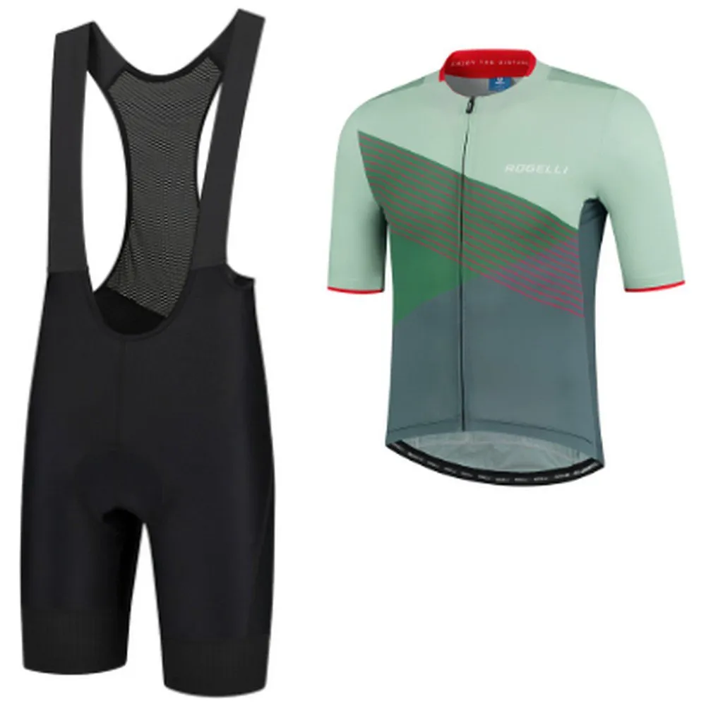 Rogelli Power Spike Kurzarm-trikot Und Trägerhose Set, Black / green Rogelli Power Spike Kurzarm-trikot Und Trägerhose Set, Black / green