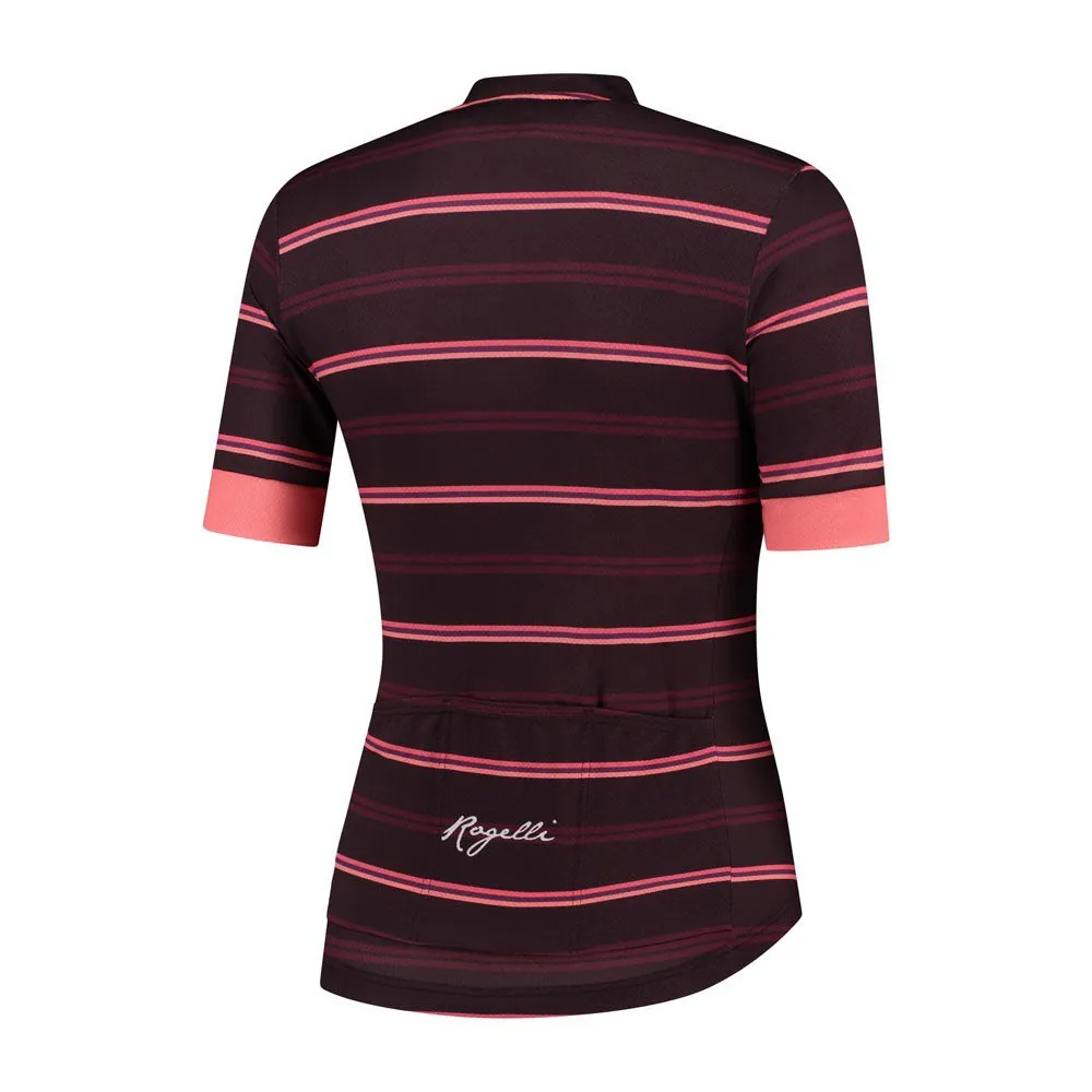 Rogelli Stripe Kurzarm-radtrikot, Bordeaux / coral Rogelli Stripe Kurzarm-radtrikot, Bordeaux / coral