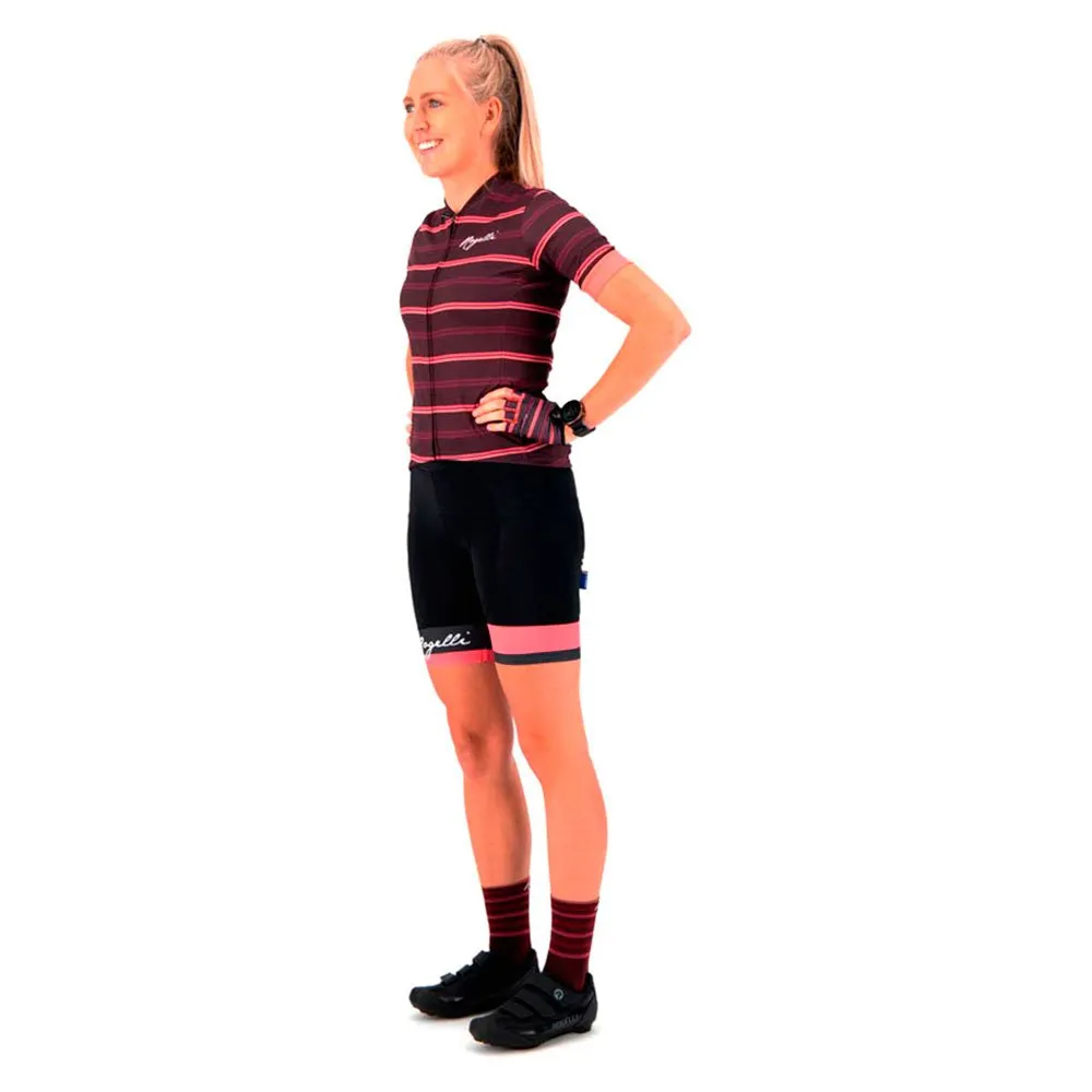 Rogelli Stripe Kurzarm-radtrikot, Bordeaux / coral Rogelli Stripe Kurzarm-radtrikot, Bordeaux / coral