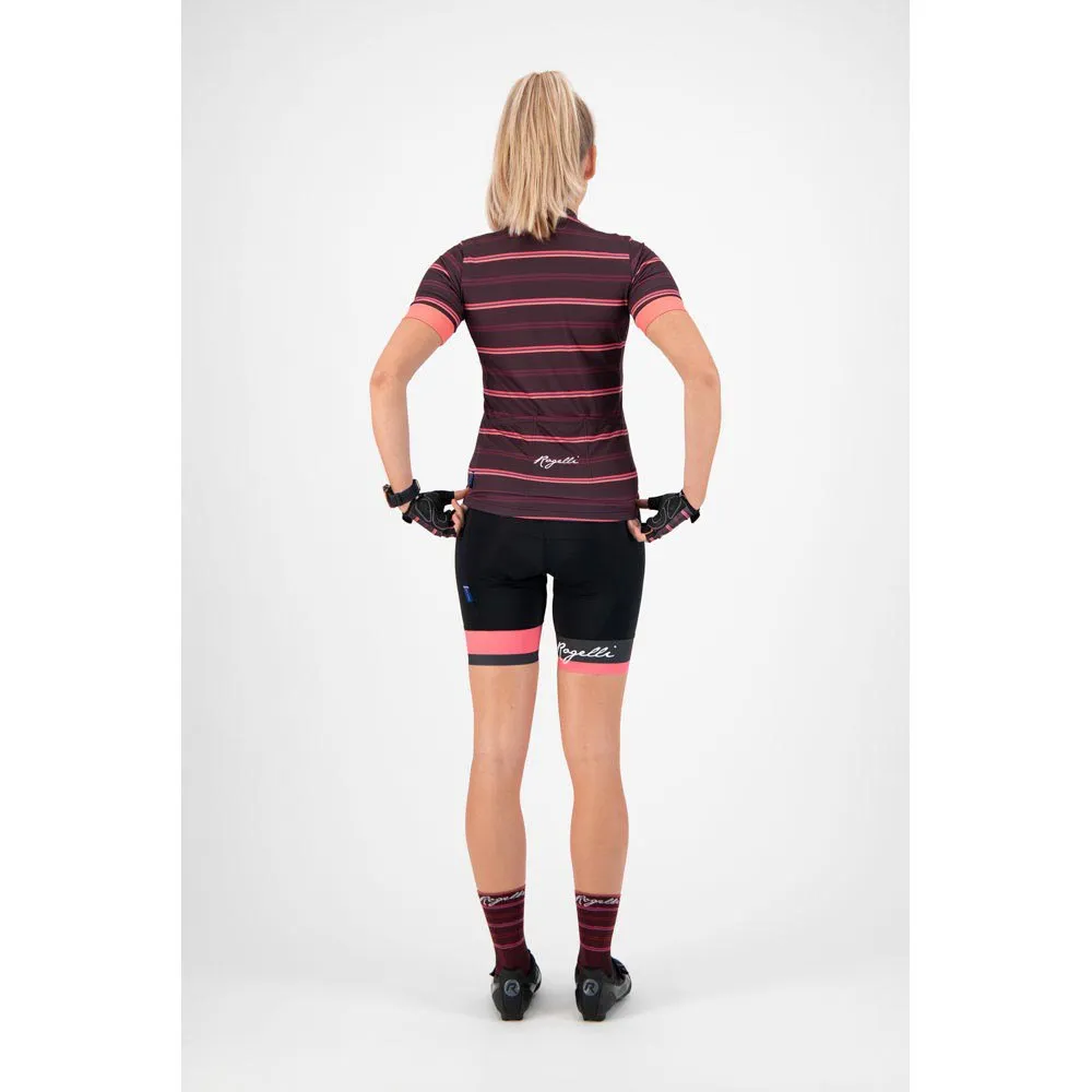 Rogelli Stripe Kurzarm-radtrikot, Bordeaux / coral Rogelli Stripe Kurzarm-radtrikot, Bordeaux / coral