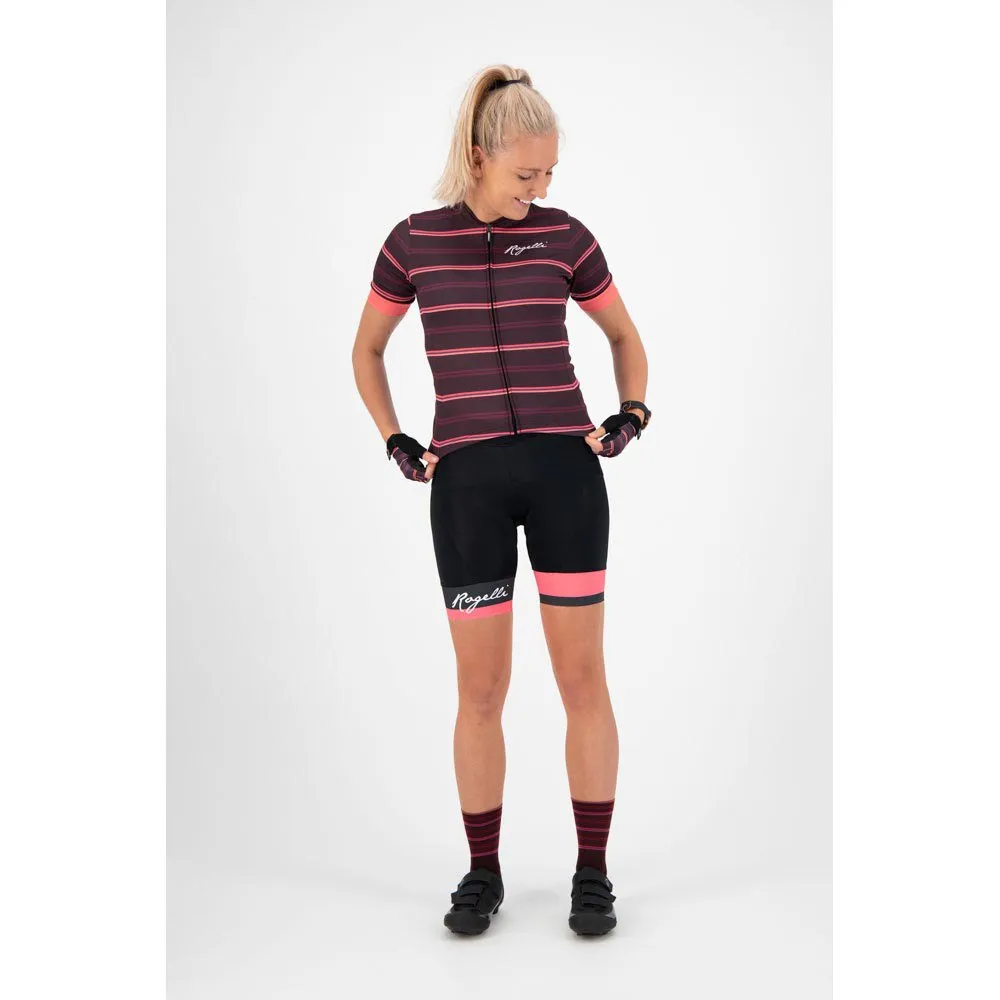 Rogelli Stripe Kurzarm-radtrikot, Bordeaux / coral Rogelli Stripe Kurzarm-radtrikot, Bordeaux / coral
