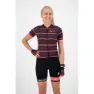 Rogelli Stripe Kurzarm-radtrikot, Bordeaux / coral