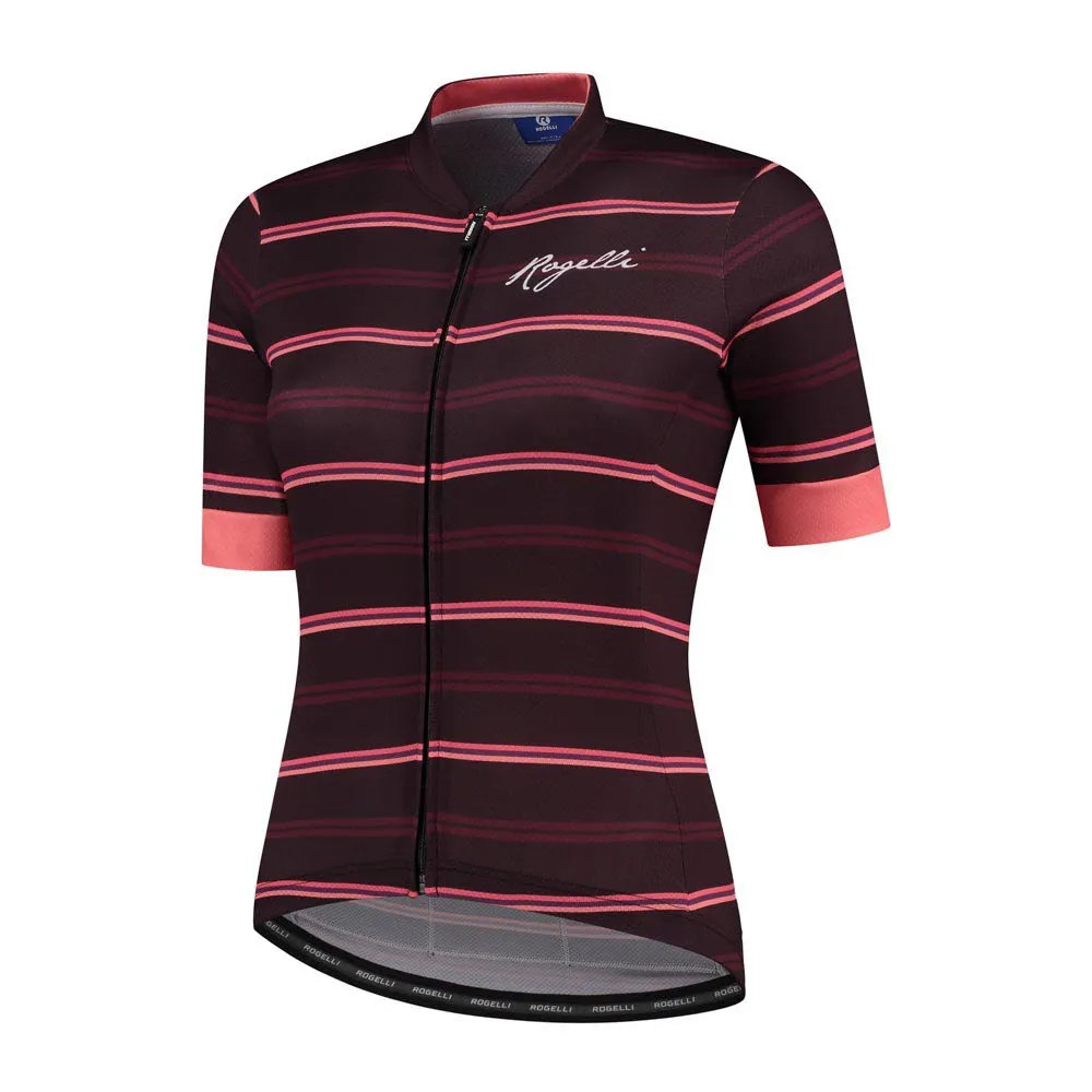 Rogelli Stripe Kurzarm-radtrikot, Bordeaux / coral Rogelli Stripe Kurzarm-radtrikot, Bordeaux / coral