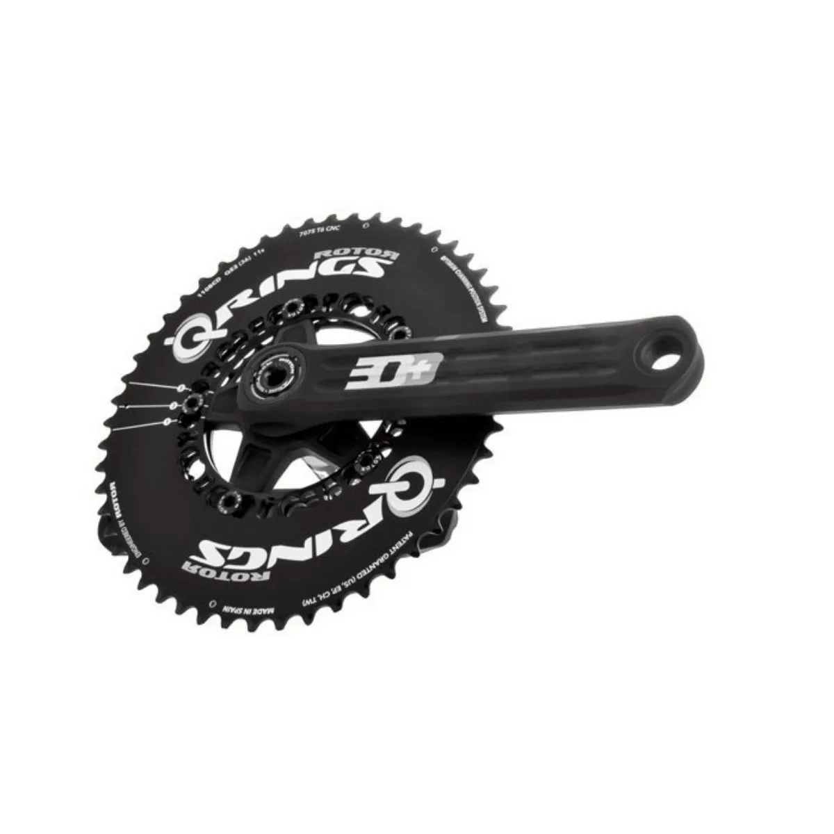 Rotor 3D + Kurbeln mit INpower Powermeter + Q-Rings Aero 50/34 Kettenblätter, Pleuellänge, Schwarz, 172.5mm