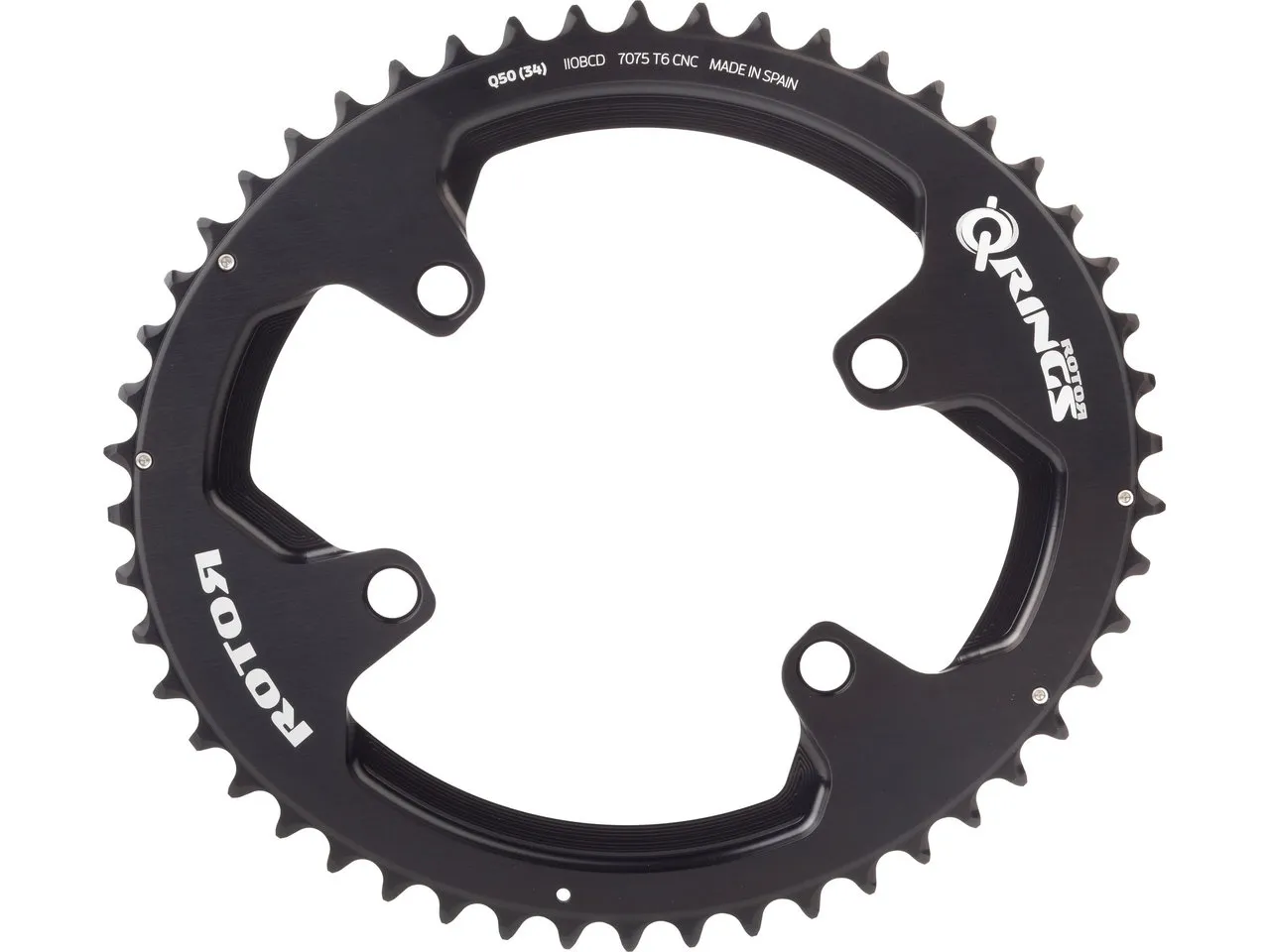 Rotor Kettenblatt ALDHU 3D+ / VEGAST, 4-Arm, Q-Rings, 110 mm Lochkreis, Schwarz-matt, 44t Rotor Kettenblatt ALDHU 3D+ / VEGAST, 4-Arm, Q-Rings, 110 mm Lochkreis, Schwarz-matt, 44t