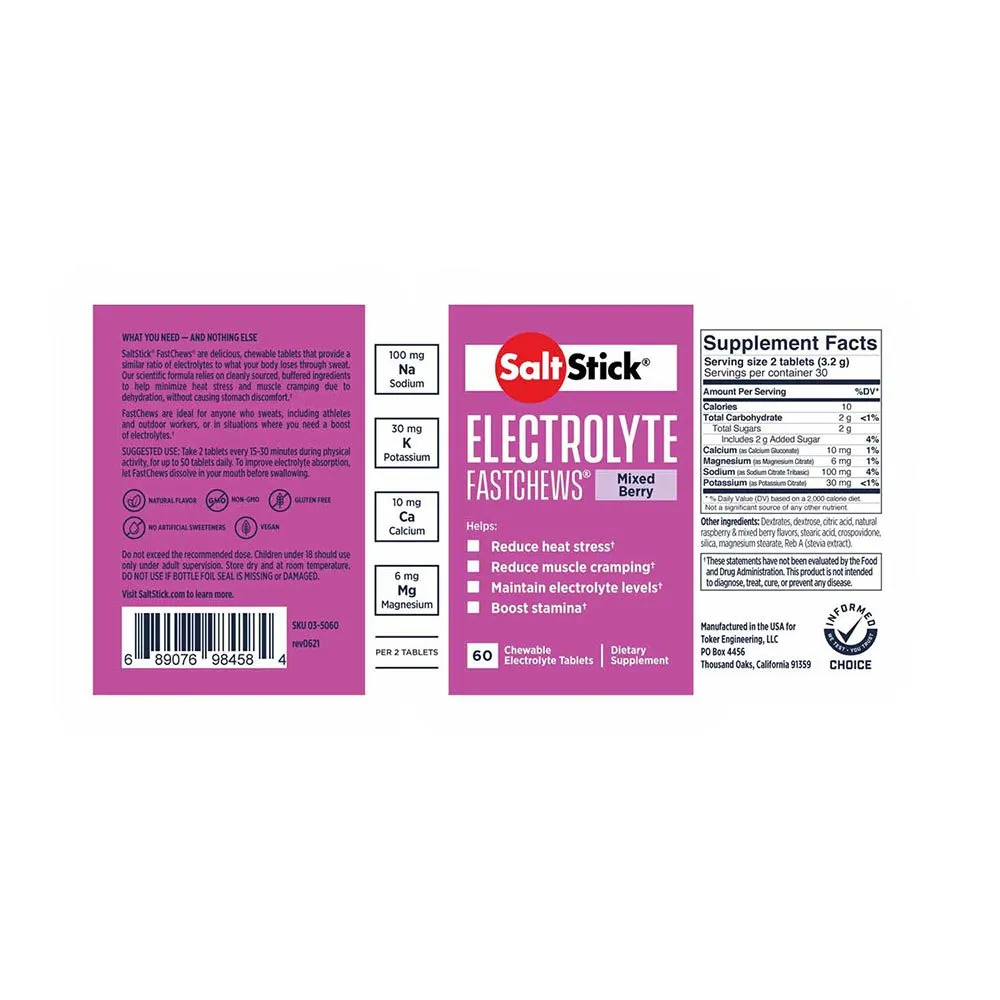 Saltstick Fastchews Tabletten Gemischte Beeren 60 Einheiten, Multicolor, One Size Saltstick Fastchews Tabletten Gemischte Beeren 60 Einheiten, Multicolor, One Size