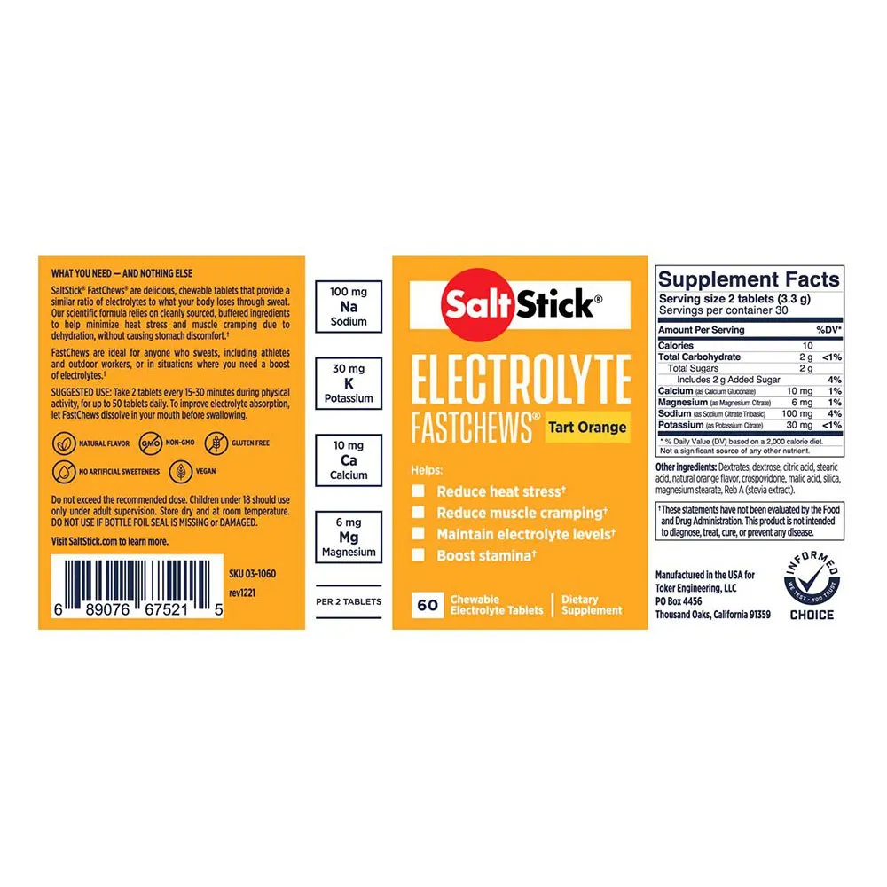 Saltstick Fastchews Tabletten Orange 60 Einheiten, Multicolor, One Size Saltstick Fastchews Tabletten Orange 60 Einheiten, Multicolor, One Size