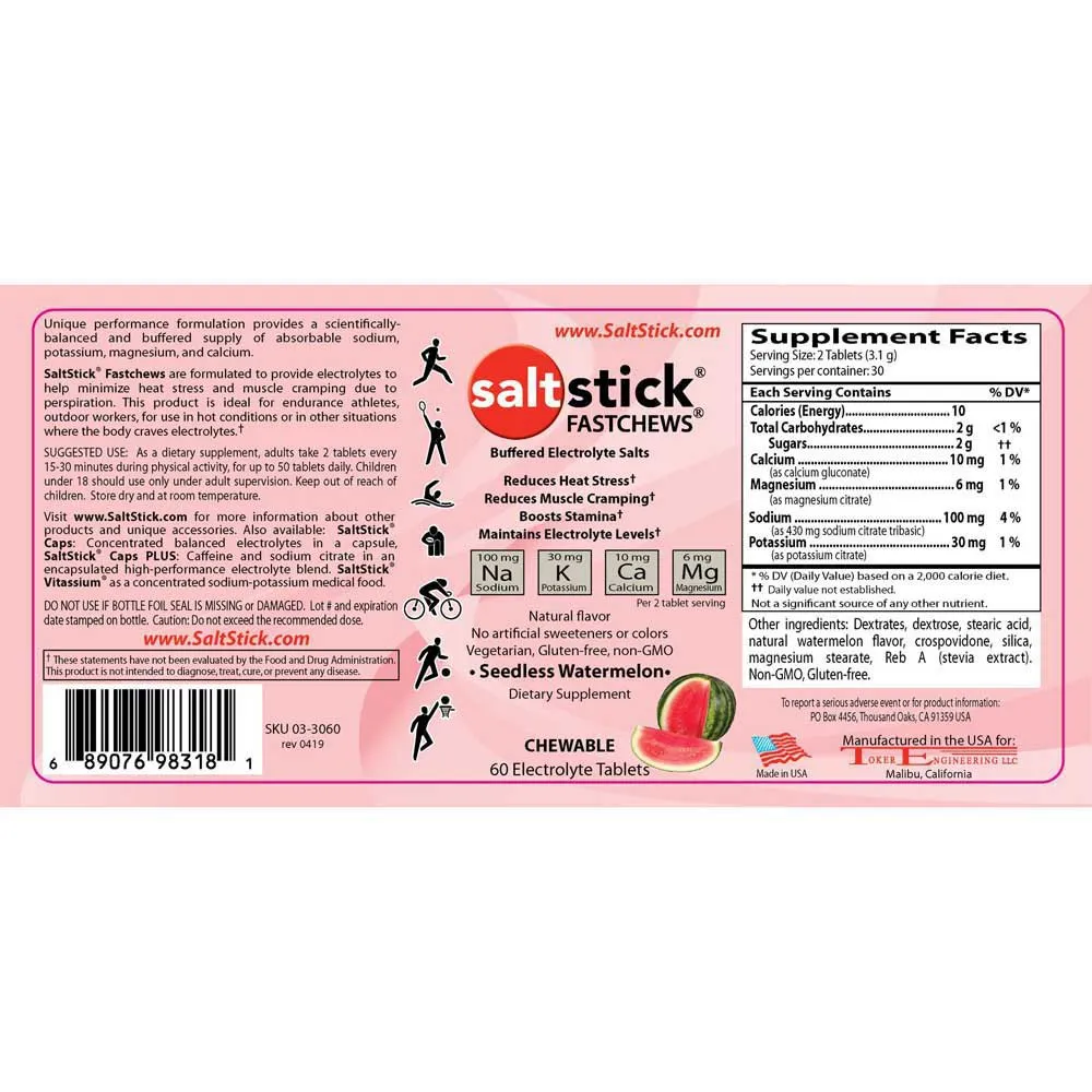 Saltstick Fastchews Tabletten Wassermelone 60 Einheiten, Watermelon, One Size Saltstick Fastchews Tabletten Wassermelone 60 Einheiten, Watermelon, One Size