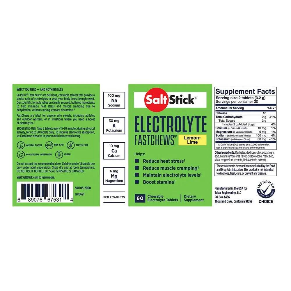 Saltstick Fastchews Tabletten Zitrone & Limette 60 Einheiten, Multicolor, One Size Saltstick Fastchews Tabletten Zitrone & Limette 60 Einheiten, Multicolor, One Size