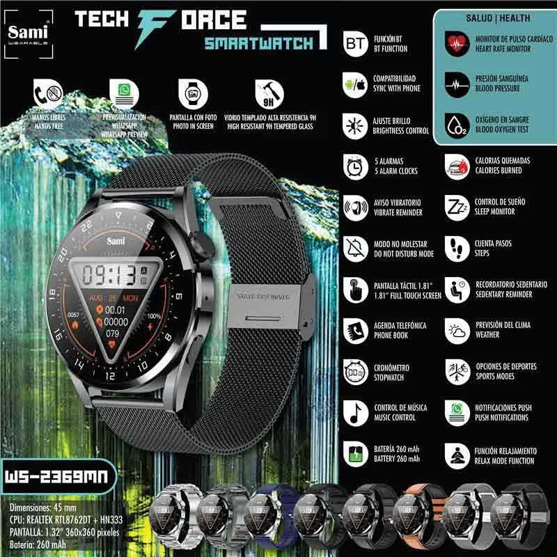 Sami Techforce Ws2369mn Smartwatch, Black Sami Techforce Ws2369mn Smartwatch, Black
