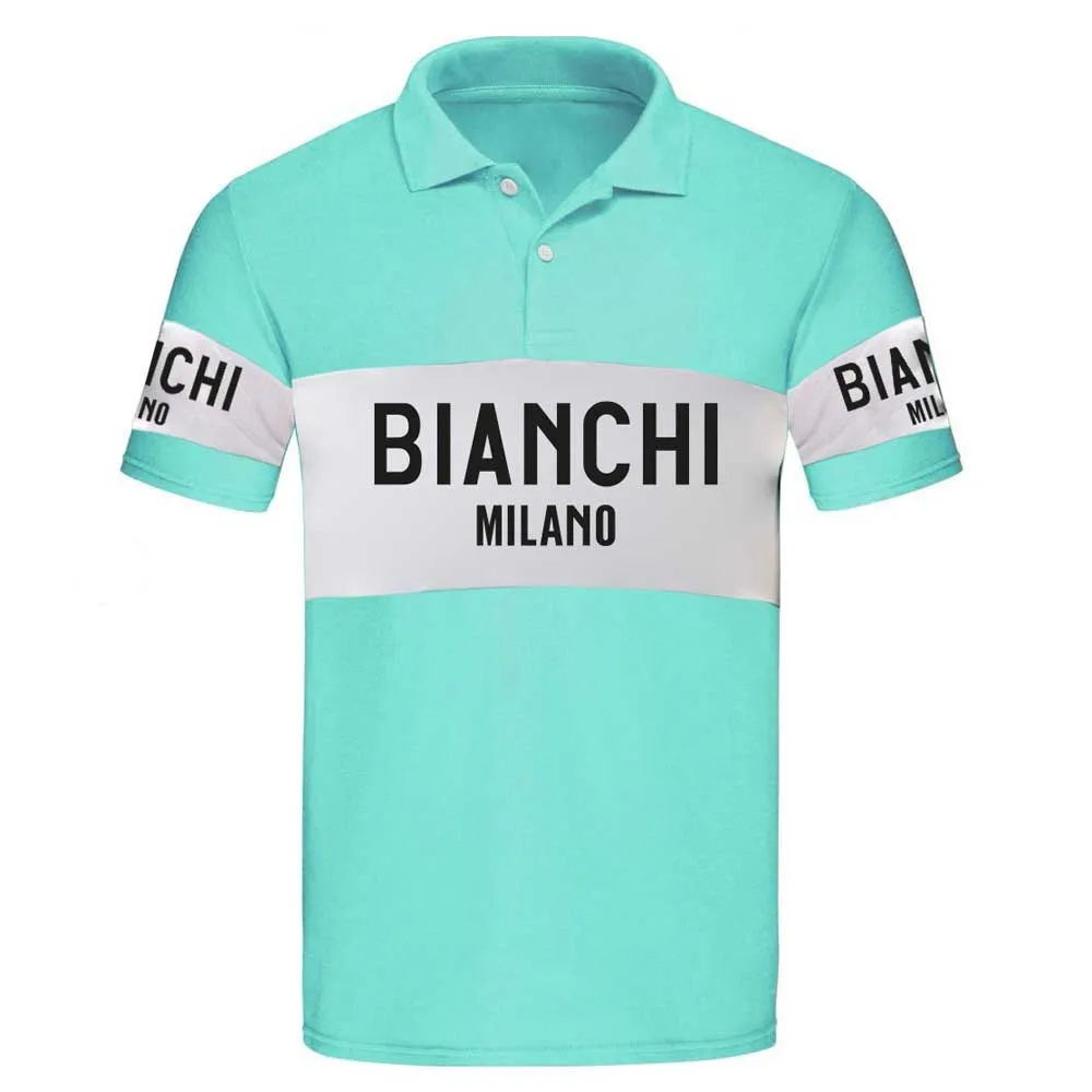 Santini Bianchi Milano Retro 2025 Kurzarm-poloshirt Santini Bianchi Milano Retro 2025 Kurzarm-poloshirt