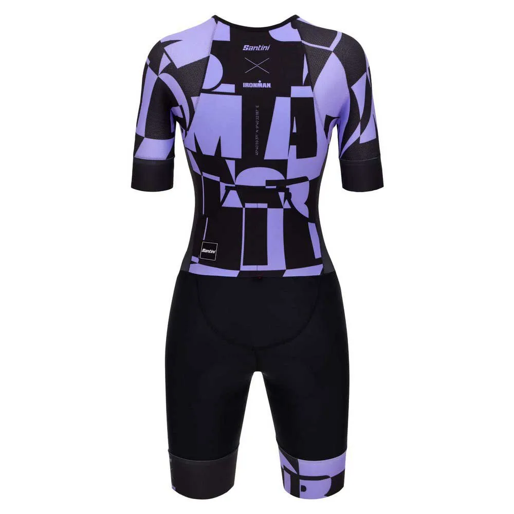 Santini Enigma X Ironman Kurzarm-trisuit, Black / purple