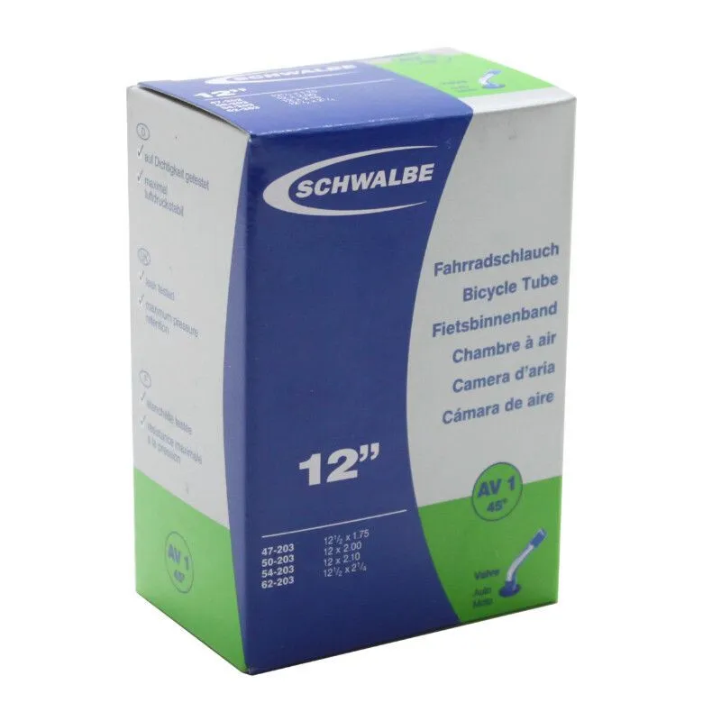 Schwalbe Fahrradschlauch Standardventil abgewinkelt 45° (47-62x203) (AV1) Unisex, schwarz, 12" 1/2 x 1.75/2 1/4 Schwalbe Fahrradschlauch Standardventil abgewinkelt 45° (47-62x203) (AV1) Unisex, schwarz, 12" 1/2 x 1.75/2 1/4