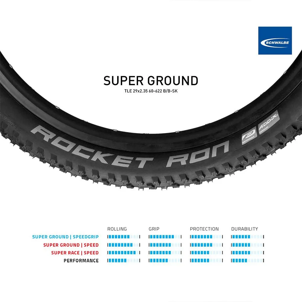 Schwalbe Rocket Ron Evo Super Ground Tubeless 29´´ X 2.35 Mtb-reifen, Black, 29" x 2.35 Schwalbe Rocket Ron Evo Super Ground Tubeless 29´´ X 2.35 Mtb-reifen, Black, 29" x 2.35