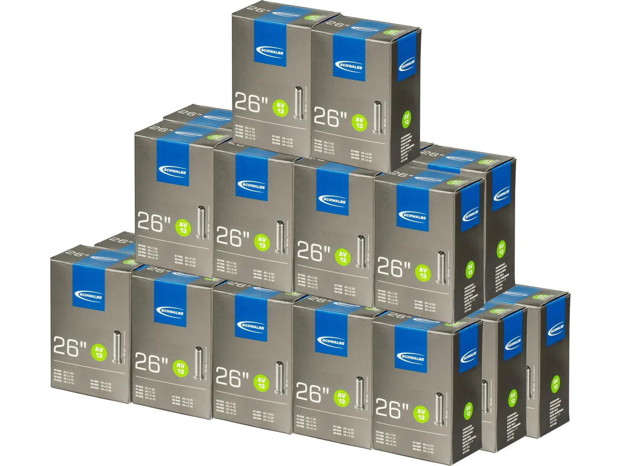 Schwalbe Schlauch 13 für 26" - 25 Stück, Schwarz, 26 x 1.5-2.5 AV 40mm Schwalbe Schlauch 13 für 26" - 25 Stück, Schwarz, 26 x 1.5-2.5 AV 40mm