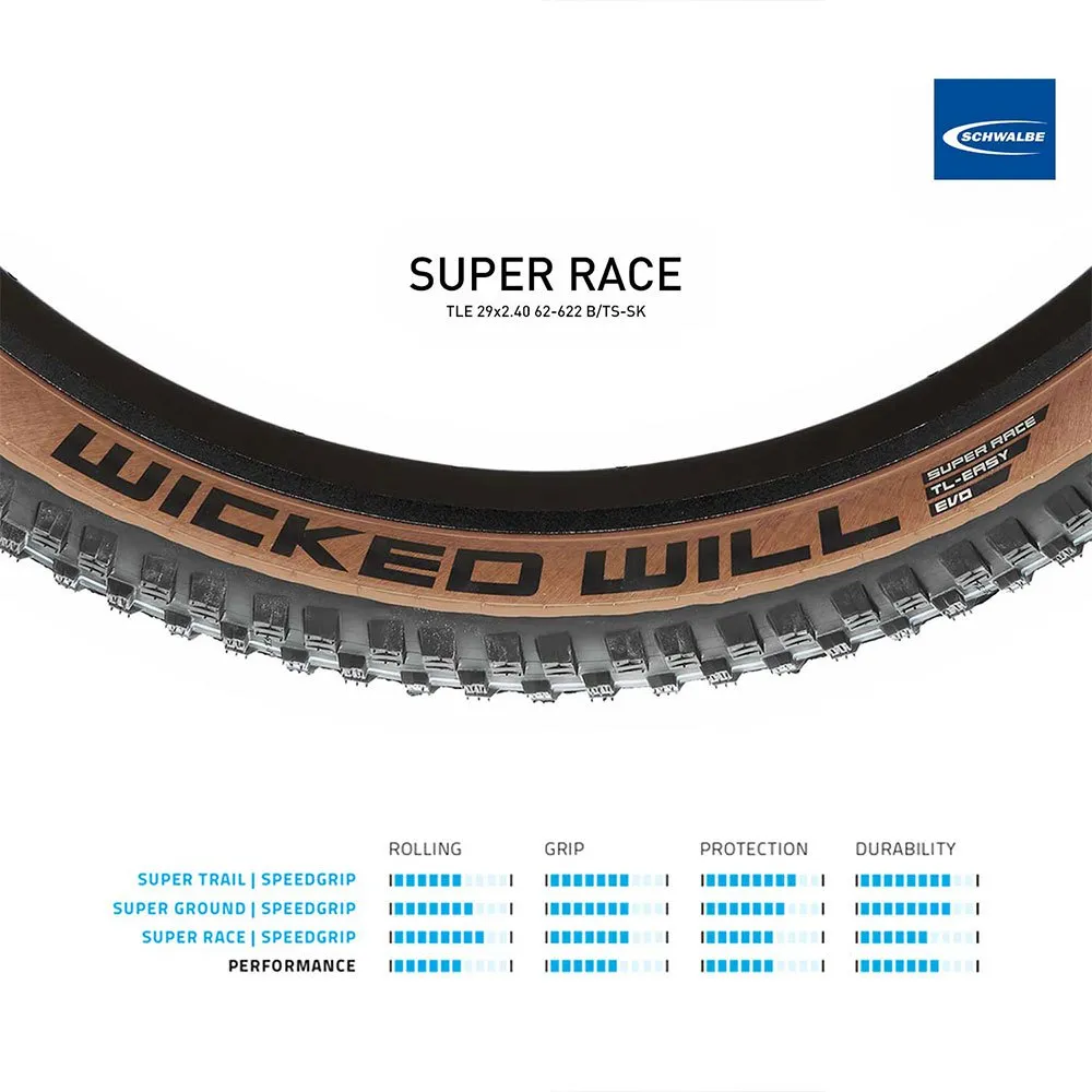 Schwalbe Wicked Will Evo Super Race Tubeless 29´´ X 2.25 Steifer Mtb-reifen Schwalbe Wicked Will Evo Super Race Tubeless 29´´ X 2.25 Steifer Mtb-reifen