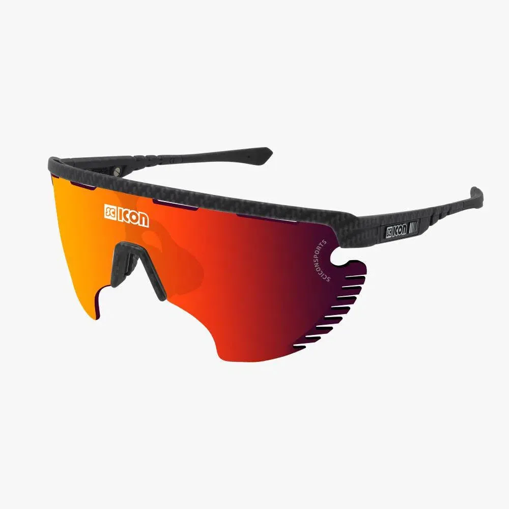 Scicon AEROWING CARBON LAMON Matt Sunglasses, Multimirror red lenses