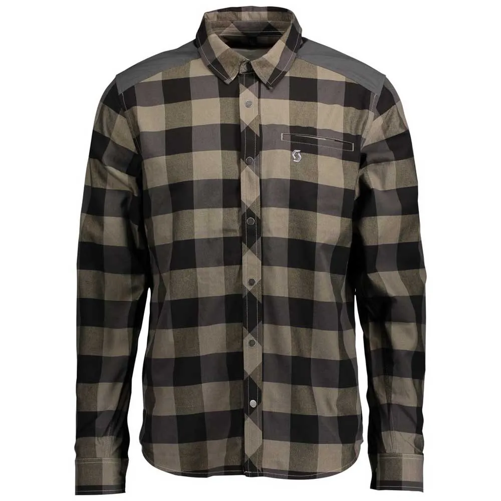 SCOTT Check Ft Langarmhemd, Dust beige / dark grey, M
