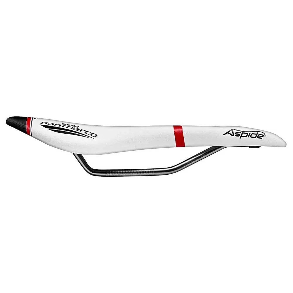 Selle San Marco Aspide Open Fit Racing Sattel, White / black / red, 132mm