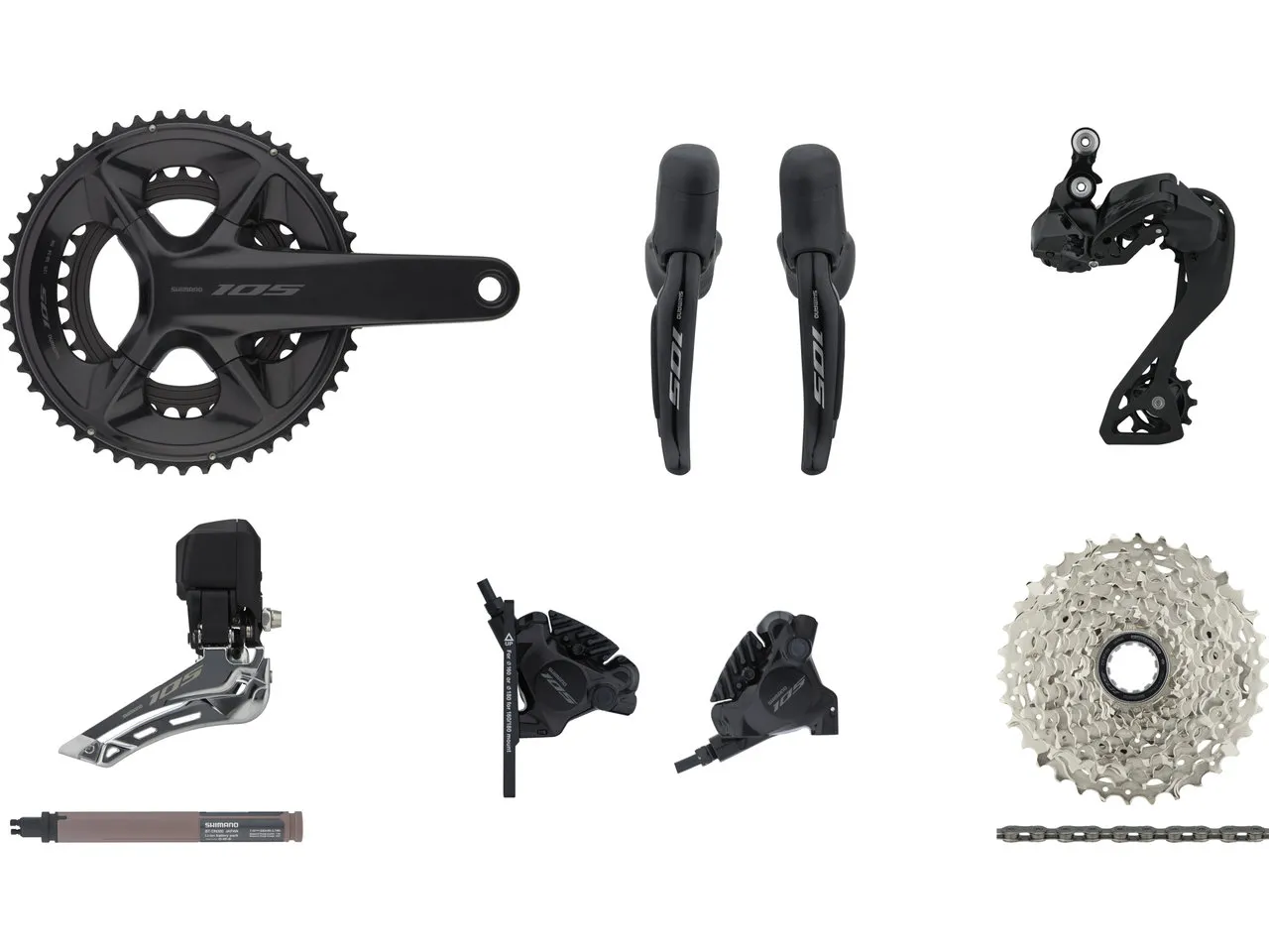 Shimano 105 Di2 R7150 Gruppe 2x12 34-50, Schwarz, 170.0mm 34-50/11-34 Shimano 105 Di2 R7150 Gruppe 2x12 34-50, Schwarz, 170.0mm 34-50/11-34
