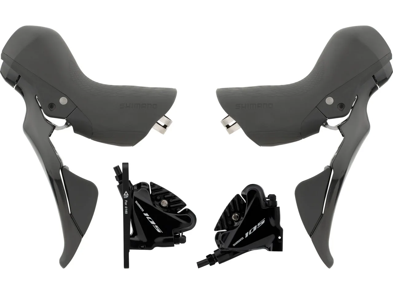 Shimano 105 v+h Set BR-R7070 + ST-R7025 Scheibenbremse, Schwarz, Satz (VR + HR)
