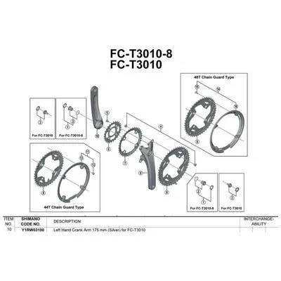 Shimano Acera T3010 Linke Kurbel, Silver, 175mm