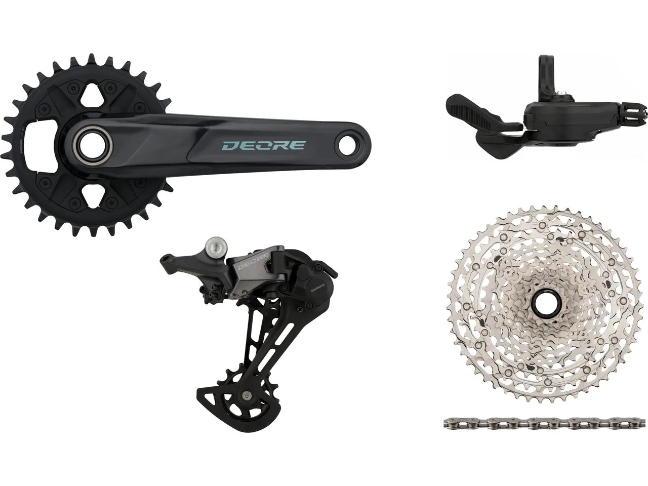 Shimano Deore M6100 Gruppe 1x12 30, Schwarz, 175.0mm/Schelle/10-51 Shimano Deore M6100 Gruppe 1x12 30, Schwarz, 175.0mm/Schelle/10-51